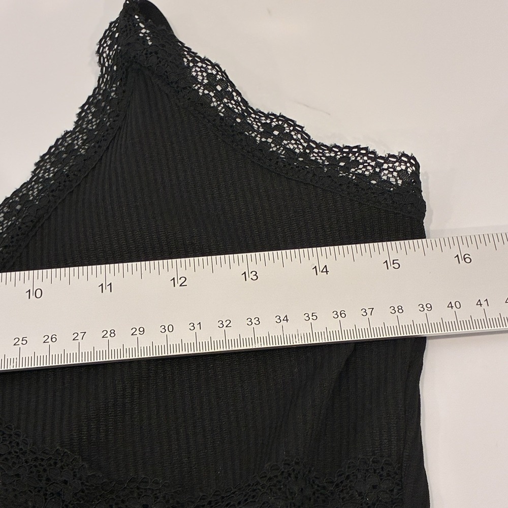 Y2K‎ Babydoll Ribbed Tank Mini Dress Size M Black Lace Sexy Vampy Goth Witchy - Picture 7 of 9